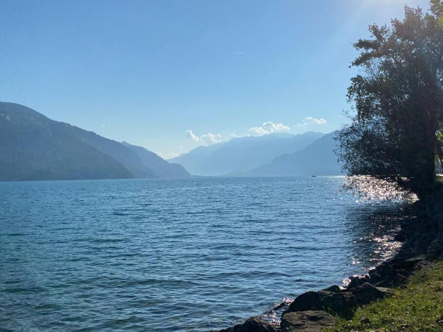 Herrlicher Blick Auf Berge Und See Faulensee Екстериор снимка